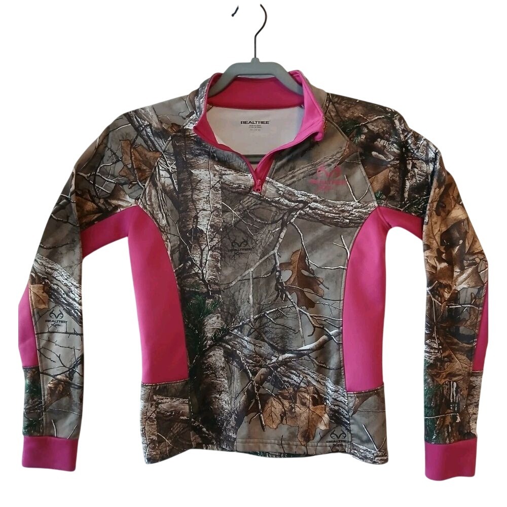 Realtree Camo Quarter Zip Pullover Sweatshirt Size XL14-16Hunting Outdoors #178C